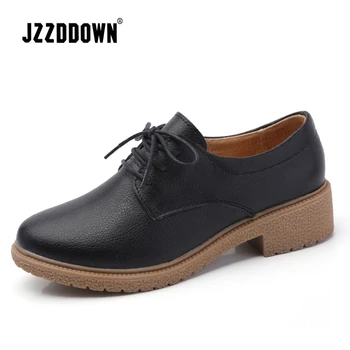 

JZZDDOWN leather shoes woman Suede women sneakers oxford women's shoes Lace up Luxury autumn loafers women female shoe