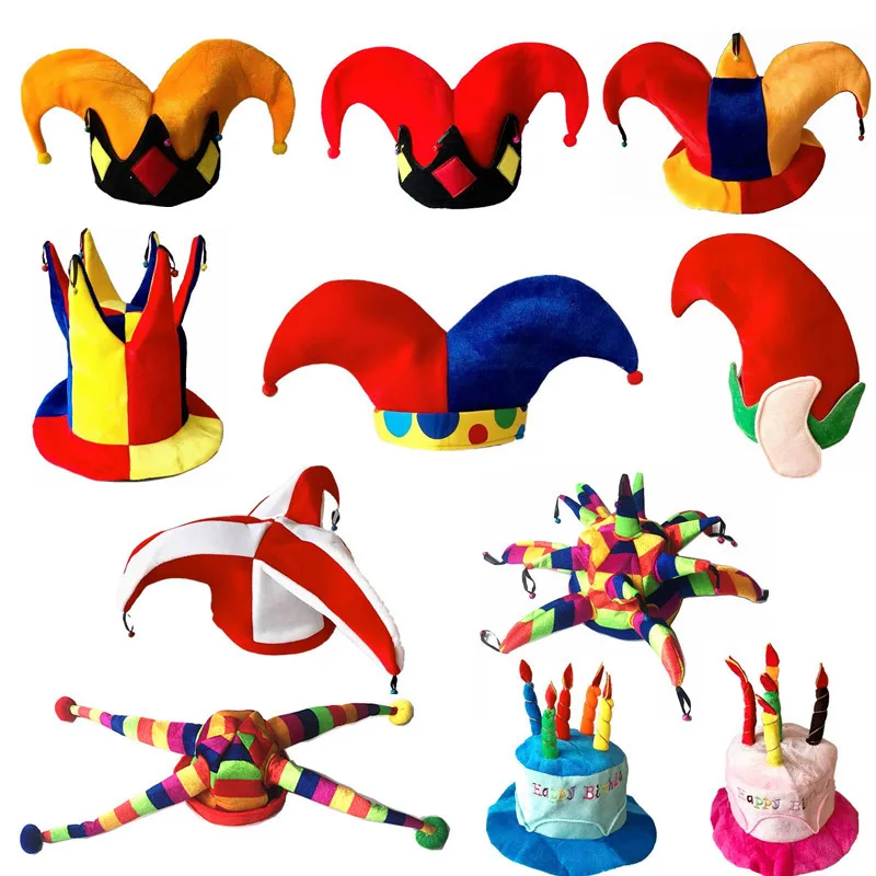 Colorful Clown Hat Children Adults Clown Cap Birthday Party Hats