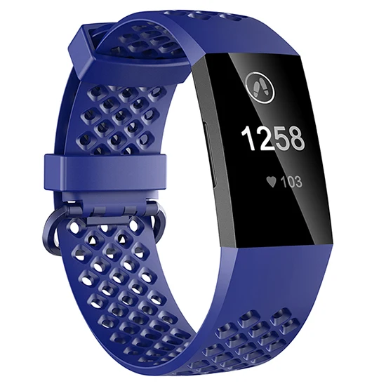 Honecumi для Fitbit Charge 3 ремешок мягкий ТПУ наручные часы ремешок для Fitbit Charge 3 сменные аксессуары маленький большой - Цвет: Blue with holes