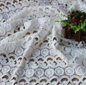 

2Yards Vintage African Lace Fabric High Quality Cord Guipure Lace Fabrics For Nigerian Women Dress White Embroidered Lace Fabric