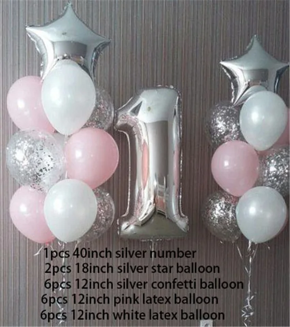 1 Набор воздушных шаров для дня рождения цифра 1 2 гелиевые фольгированные воздушные шары для мальчиков и девочек от 1 года до 1 года Детские вечерние украшения