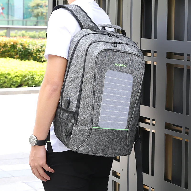 

External USB Solar Bag Charge Anti-theft Backpack For Men Women Laptop Backpack Waterproof Business Fashion Travel Backpack