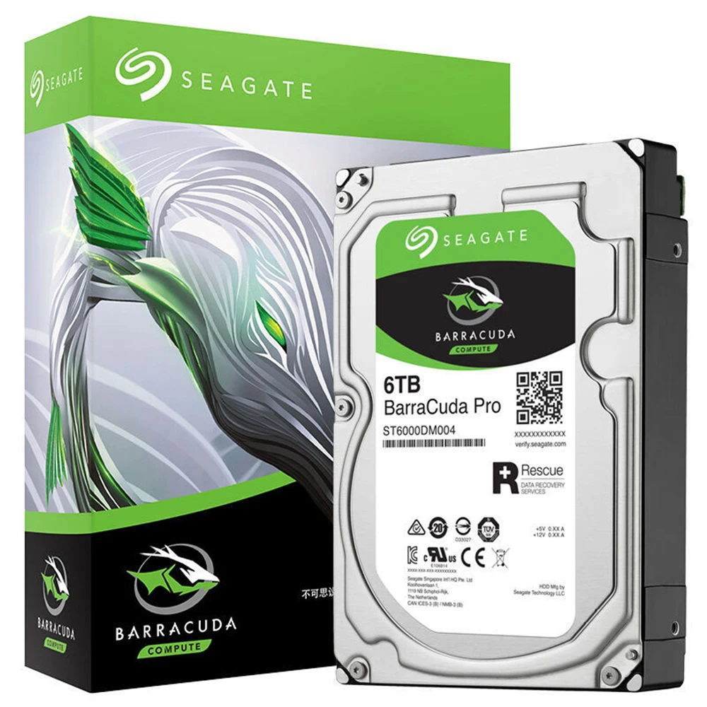 Внутренний жесткий диск Seagate 6 ТБ для настольных ПК 7200 об/мин SATA3 25 Мб кэш памяти 3 5