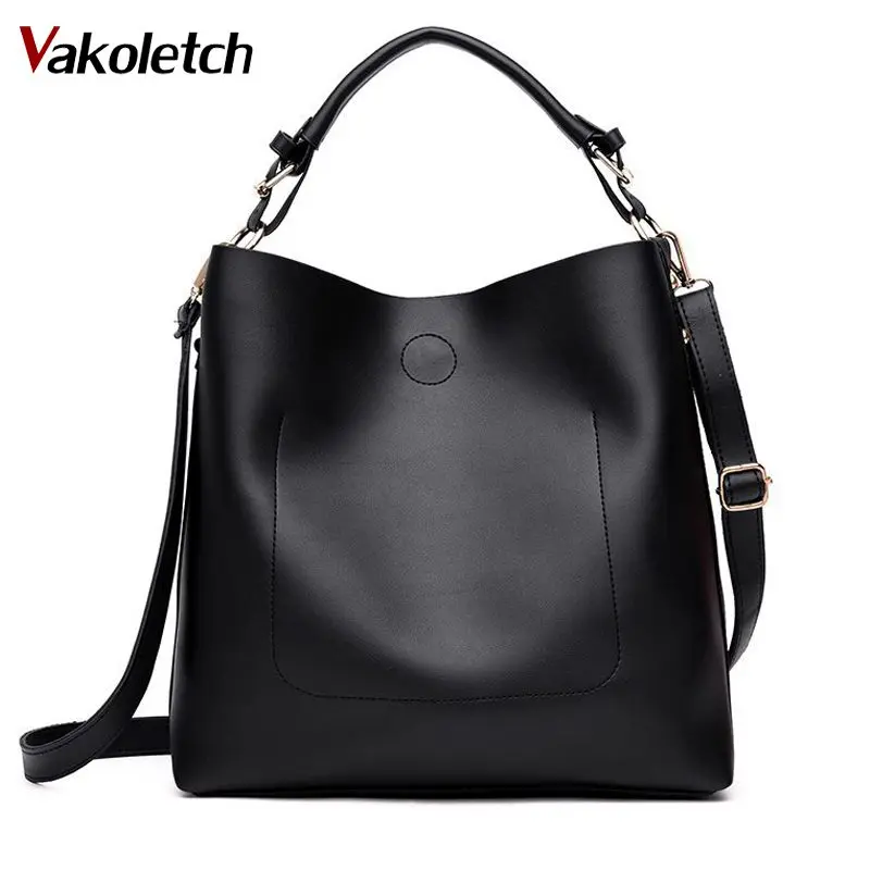 

High Quality Leather Women Bag Bucket Shoulder Bags Solid Big Women Handbag Set Large Capacity Tote Bolsas Famous Brand KL182