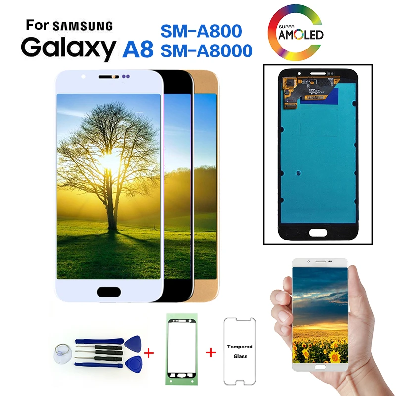 Оригинальный ЖК-экран для Samsung Galaxy A8 A800 SM-A800F сменный A800I A8000 модуль ЖК-дисплея |