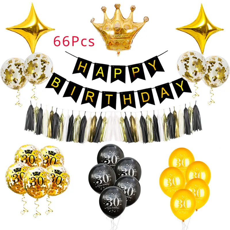 30 40 50 60 украшения на день рождения для взрослых золотой черный номер воздушный шар на день рождения 30 лет свадебное украшение на годовщину