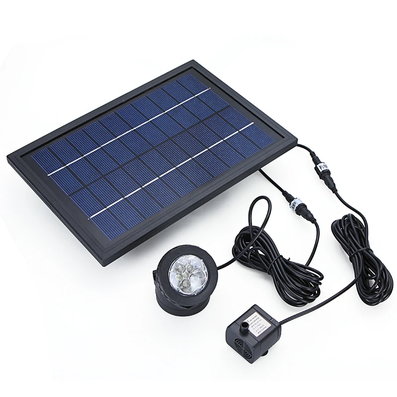 

10V 5W Brushless Solar Power Water Pump Decorative Fountain Water Pump with 6 LED Spotlight for Garden Pond Pool Water Cycle