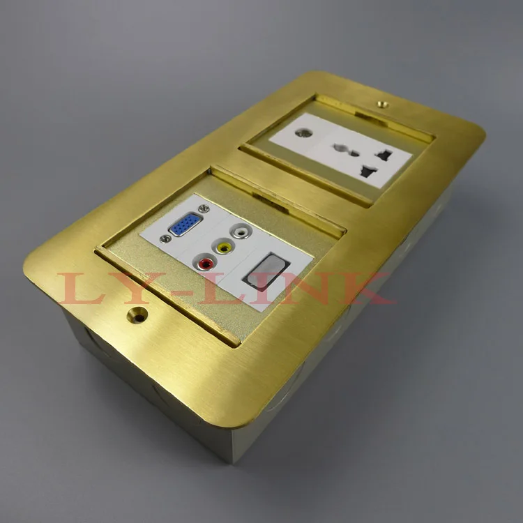 Пол гнездо заземления розетка с VGA+ 3rca+ HDMI+ RJ45+ AC Мощность
