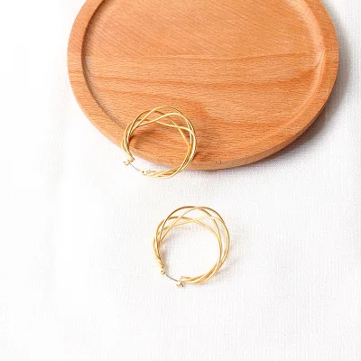 AOMU антиаллергенные Многослойные Круглые Серьги-капли из сплава для женщин, большие металлические золотые серебряные массивные свадебные подарки - Окраска металла: A 3.7cm x3.3cm