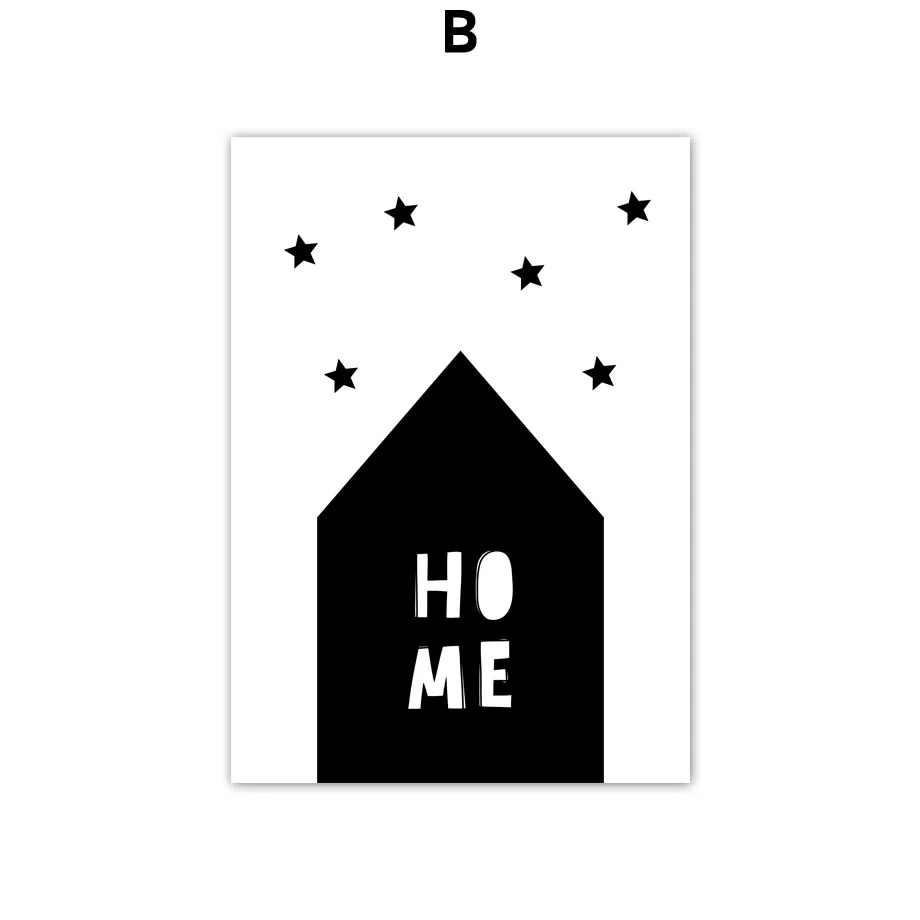 Black-White-Cute-Rabbit-Deer-Bear-Giraffe-House-Nordic-Posters-And-Prints-Wall-Art-Canvas-Painting(5)