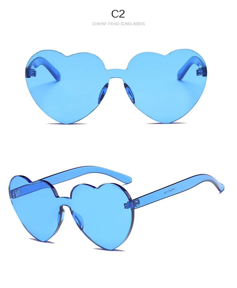 UVLAIK солнцезащитные очки без оправы в форме сердца для женщин, брендовые дизайнерские солнцезащитные очки, негабаритные женские очки ярких цветов