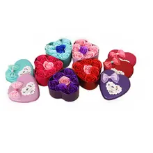 Металлическое сердце коробка свадебный подарок Роза цветок мыло с 7 цветок мультфильм букет мыло цветок Валентина подарок