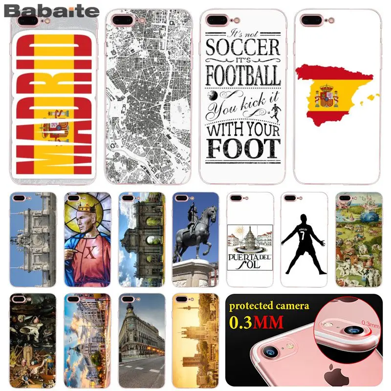 Babaite Мадрид ТПУ мягкий силиконовый прозрачный чехол для iPhone 6S 6plus 7 7plus 8 8Plus X Xs MAX 5 5S