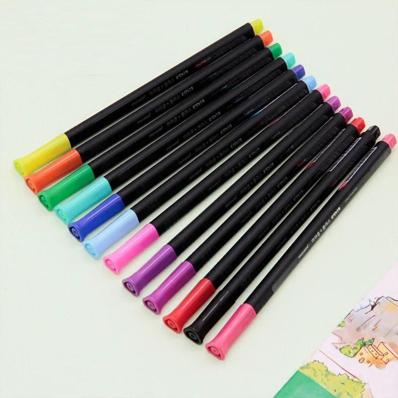 12 Colors Korean Cute Water Based Pens Plastic Candy Color 0.25mm