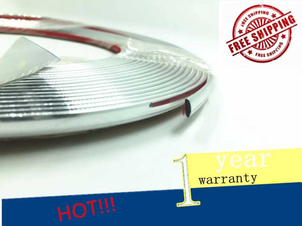 15m Car Styling Door Molding Trim Automotive Car Sticker Handle Window Edge Chrome Strip Auto