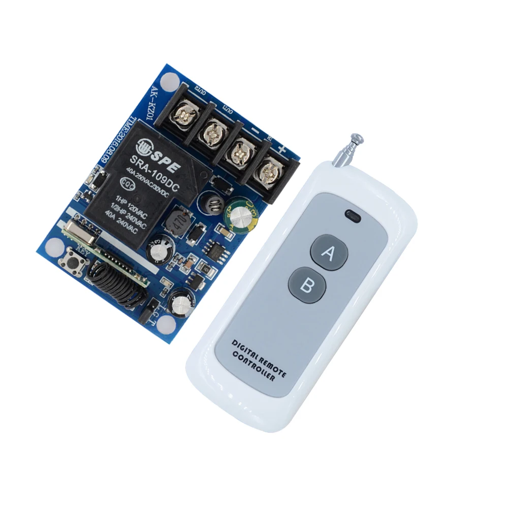 

DC12V-48V 40A Relay Wireless Remote Control Switches Wide Voltage Receiver 12V 24V 36V 48V Receiver 200-1000M Transmitter