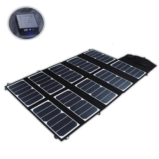 65W 2 Port DC USB Solar Charger with High efficiency Portable Foldable