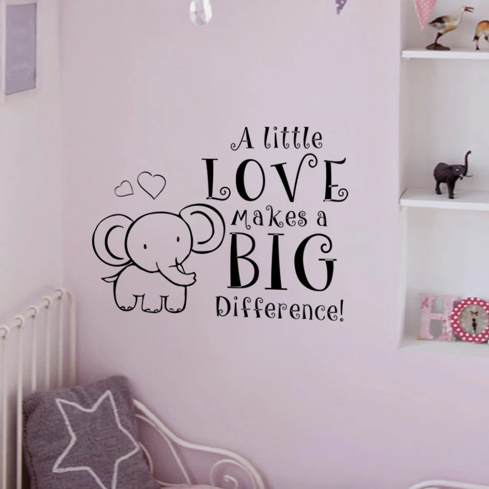 A Little Love Makes A Big Difference Elephant Wall Decal Baby Nursery