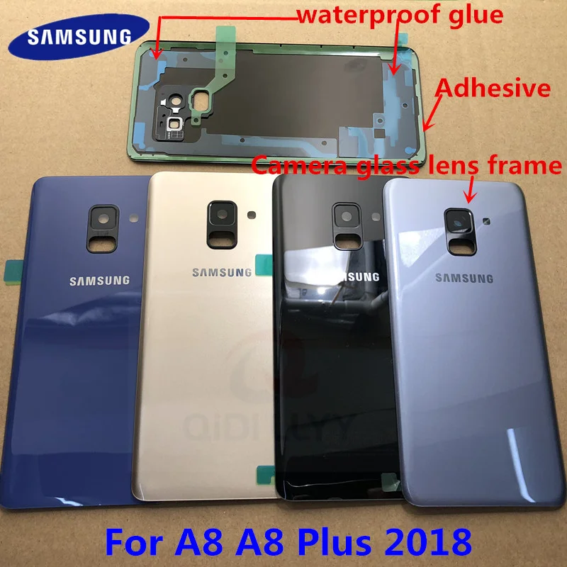 Для SAMSUNG Galaxy A8 A8 plus A530 A730 Задняя стеклянная крышка батарейного отсека задняя дверь корпус чехол для SAMSUNG A8 A8+ Задняя стеклянная крышка