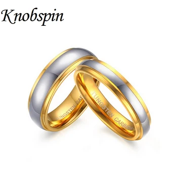 

High quality US Size 6-11 Couple Ring Tungsten Carbide Wedding Ring 6mm/4mm width Gold color anillos women men jewelry
