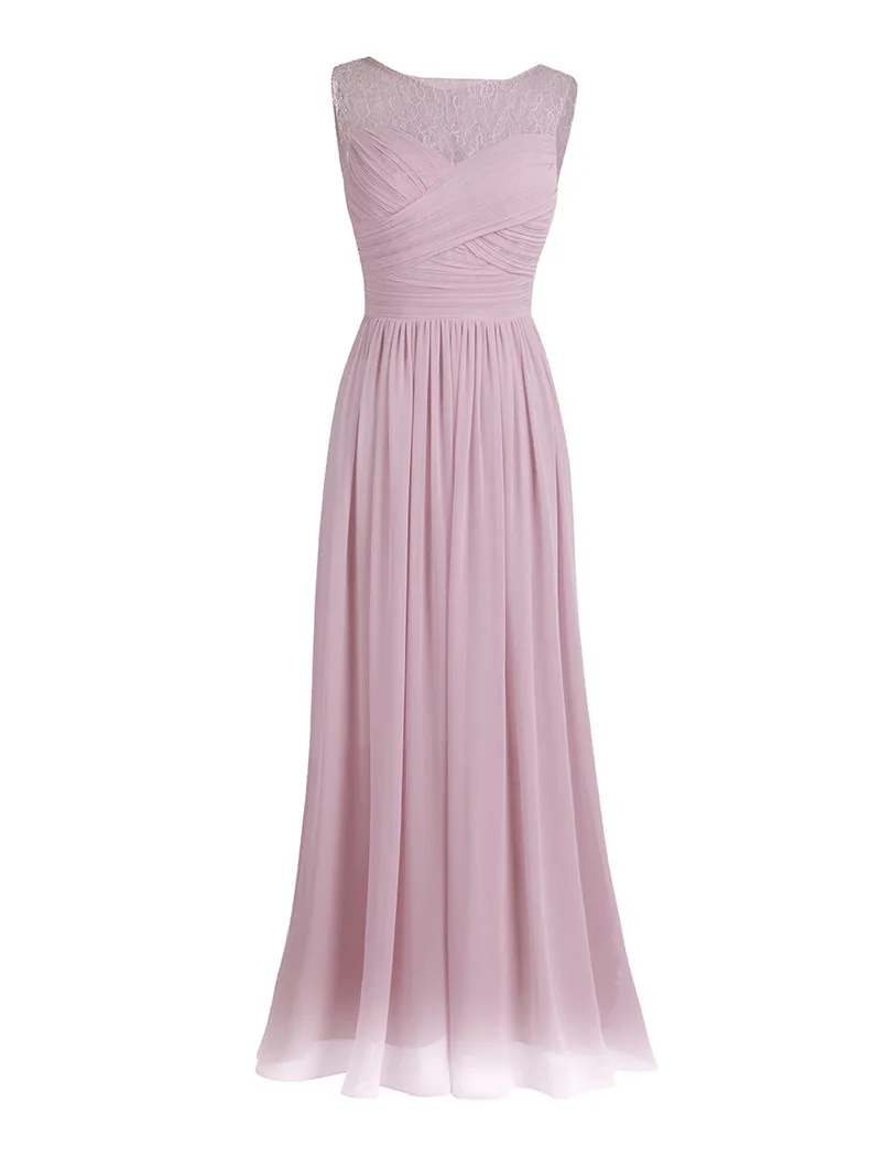 Dusty Rose TiaoBug Коралловое абрикосовое женское шифоновое кружевное платье подружки невесты длинное платье для выпускного вечера размера плюс длина до пола Вечерние платья подружки невесты - Цвет: Dusty Rose