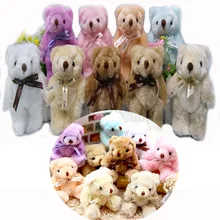 H-13cm прекрасный галстук-бабочка Фаршированная Объединенная Teddy Bear подарок Цветок Упаковка Мишка 9 цветов на выбор, 12 шт./лот
