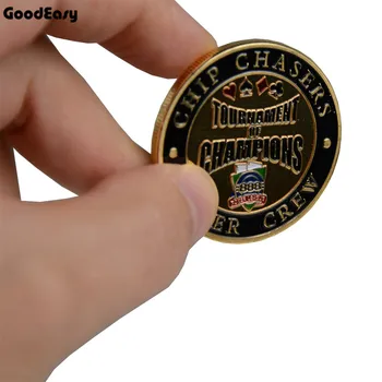 

Hot Poker Card Guard Protector Metal Token Coin with Plastic Cover Texas Poker Chip Chasers Poker Crew Poker Dealer Button