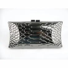 1469 Snake pattern Gun metal case Lady Fashion Bridal Party Night clutch bag Evening purse handbag