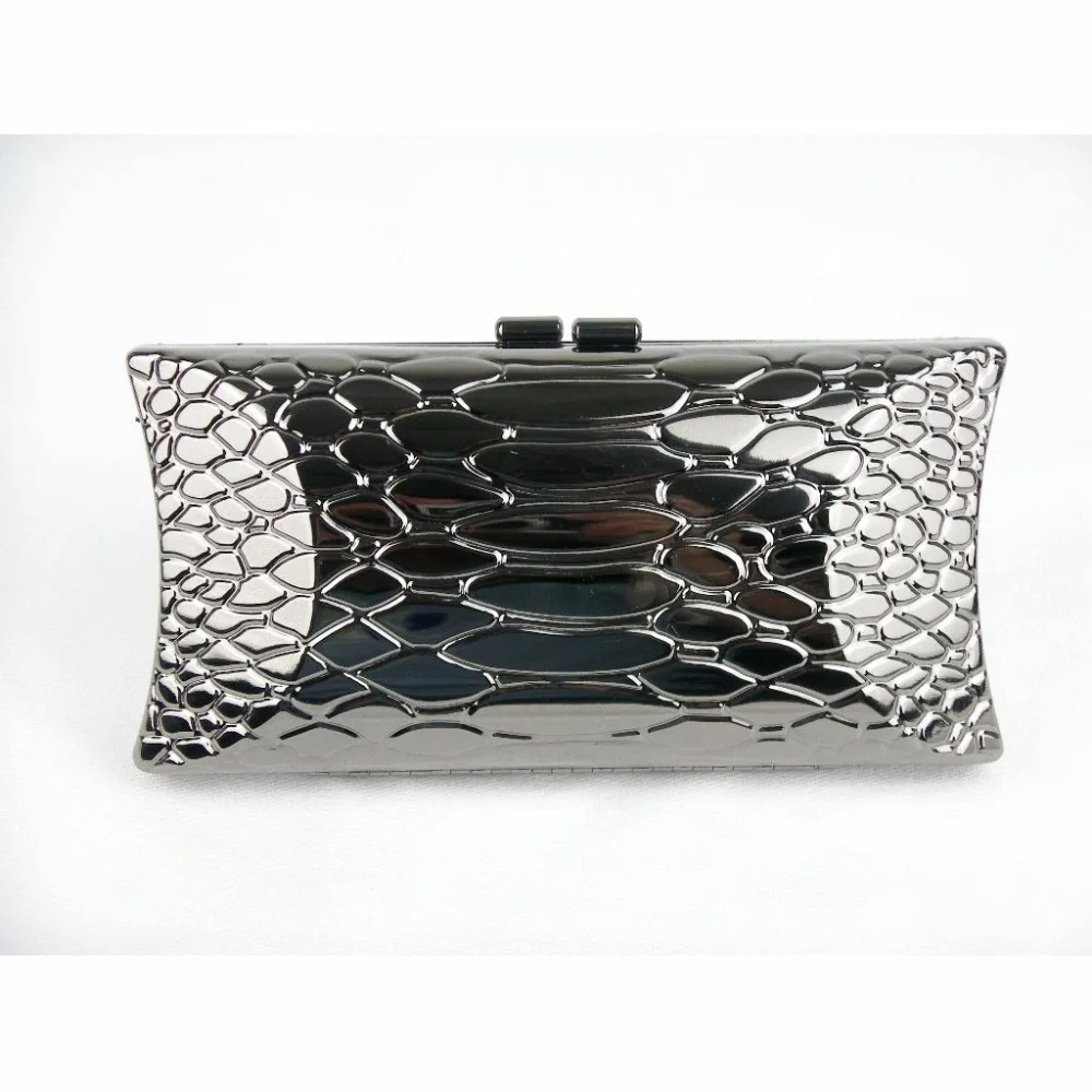 1469 Snake pattern Gun metal case Lady Fashion Bridal font b Party b font Night font