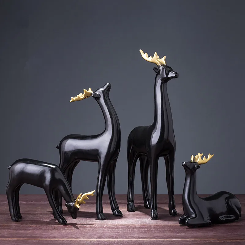 

Nordic couples sika deer home living room decorations ornaments new house soft decoration animal crafts figurines wedding gift