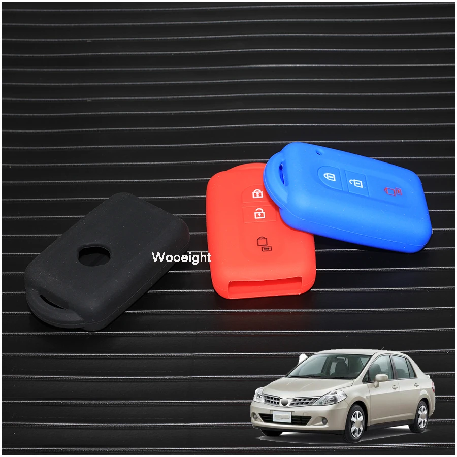 Wooeight 3 Button Silicone Rubber Car Key Cover FOB Case For Nissan Qashqai X-Trail T31 Micra K12 Tiida C11 Remote Key Shell (3)