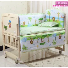 Промо-акция! 6 шт набор, набор постельного белья для детей, 100x60 см хлопчато-бумажные занавески для детской кроватки бампер детская кроватка комплекты детская кровать(3 бампер+ матрац+ подушка+ одеяло