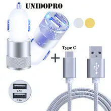 Type C USB 3.1 Charging Data Cable & Dual USB Car Charger Power Adapter for Lenovo yoga tab 3 plus 10.1 / ZUK Edge L