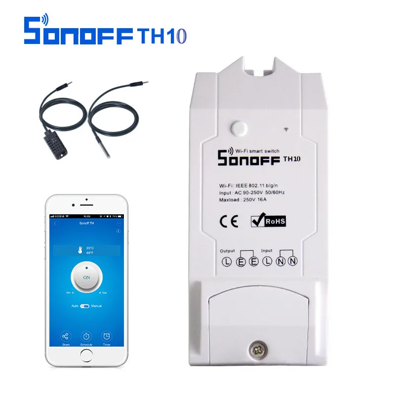 

Sonoff TH 10A Wireless Switch WiFi Smart Switch For Smart Home Automation With Temperature Sensor Humidity Monitoring