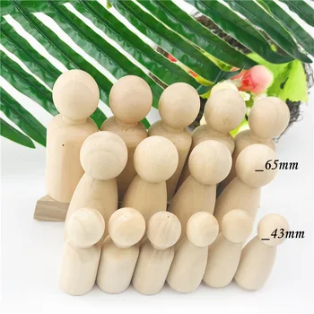 

50Pcs Medium School Family Peg Dolls Best Kids Brain Game Toys (65mm & 35mm)Unpainted Wooden Peg Doll Teacher And Kids DIY Craft