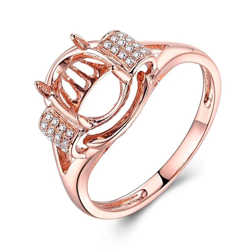 

HELON Solid 10K Rose Gold Semi Mount 9x7mm Oval Cut Unique Fine Jewelry Ring Engagement & Wedding Diamonds Ring