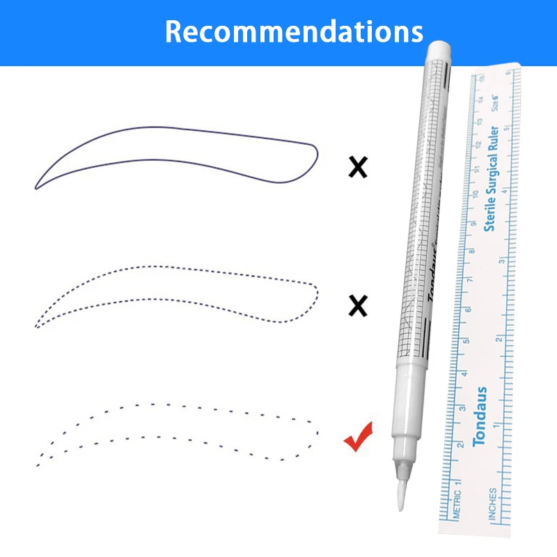 20 компл. Белая ручка-маркер для татуировки хирургический инструмент для позиционирования кожи с измерительной линейка для перманентного макияжа аксессуары