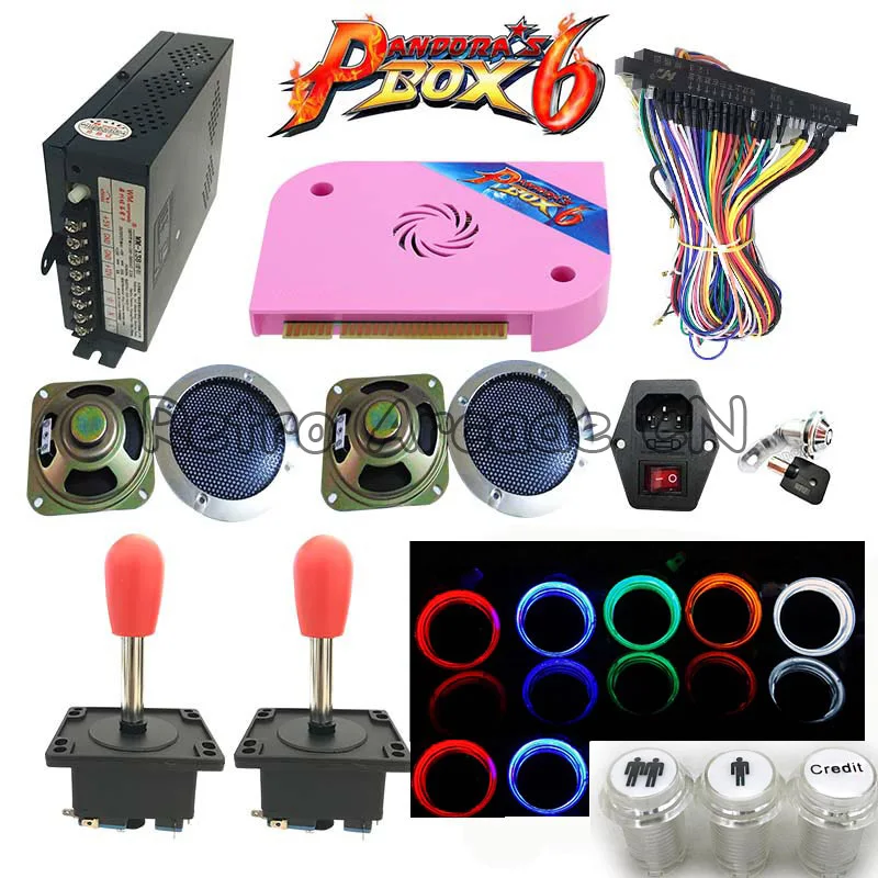 New Arrival DIY kit with Original Pandora Box 6 PCB 1300 in 1 Board joystick LED button For HDMI/VGA Arcade Game Machine