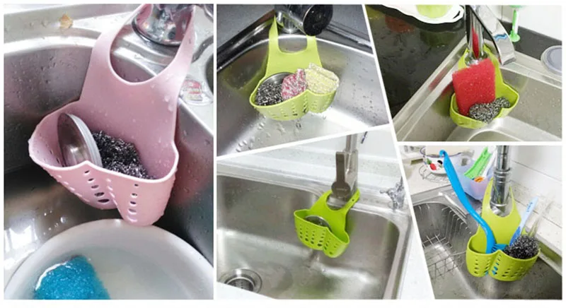 LIYIMENG Sink Shelf Kitchen Sponge Drain Holder Storage Bag Toilet Soap Shelf Organizer Rack Hanging Basket Double Hanging Hag Rack B2