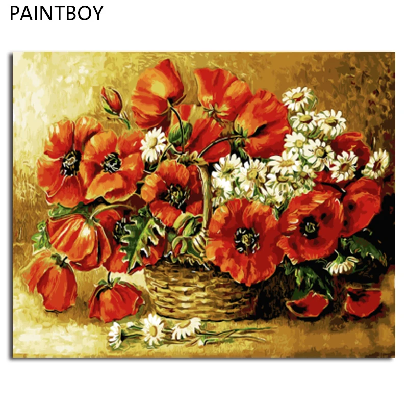 

PAINTBOY Framed Oil Painting Flower DIY Painting By Numbers Coloring By Numbers On Canvas Home Decor For Living Room