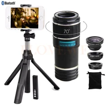 12X зум оптический прицел для телеобъектива линзы Рыбий глаз широкоугольный Макро Lentes монопод Bluetooth затвор объектива для iphone 7 6 5 4 s Plus
