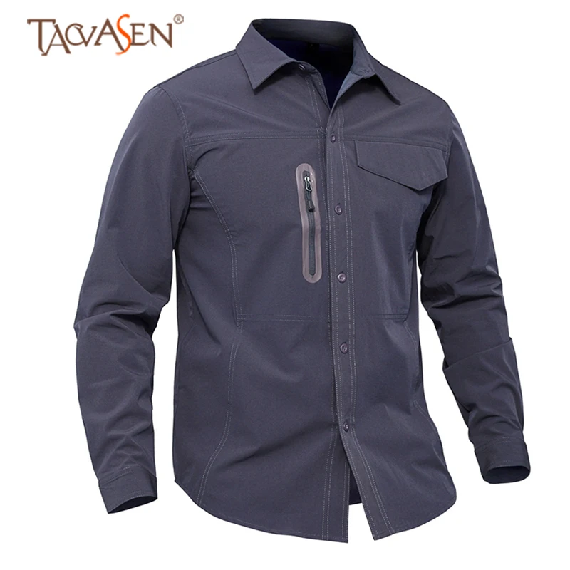

TACVASEN Men Summer Quick Dry Hunting T Shirt Long Sleeve Army Tactical T-Shirt Combat Military Shirt With Pocket SH-XL-06
