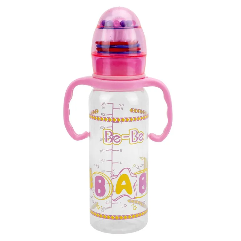 Baby Feeding Bottles  Kids Durable Straw Cup Drinking Bottle Sippy Cups With Handles Cute Design Feeding Bottle PP Plastic