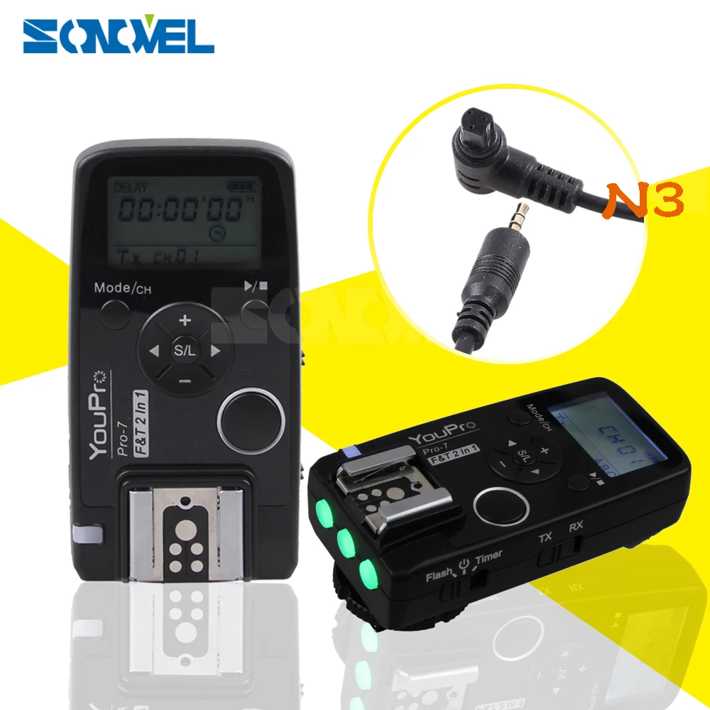Pro7 N3 Wireless Shutter For nikon camera Timer Remote+Flash Trigger