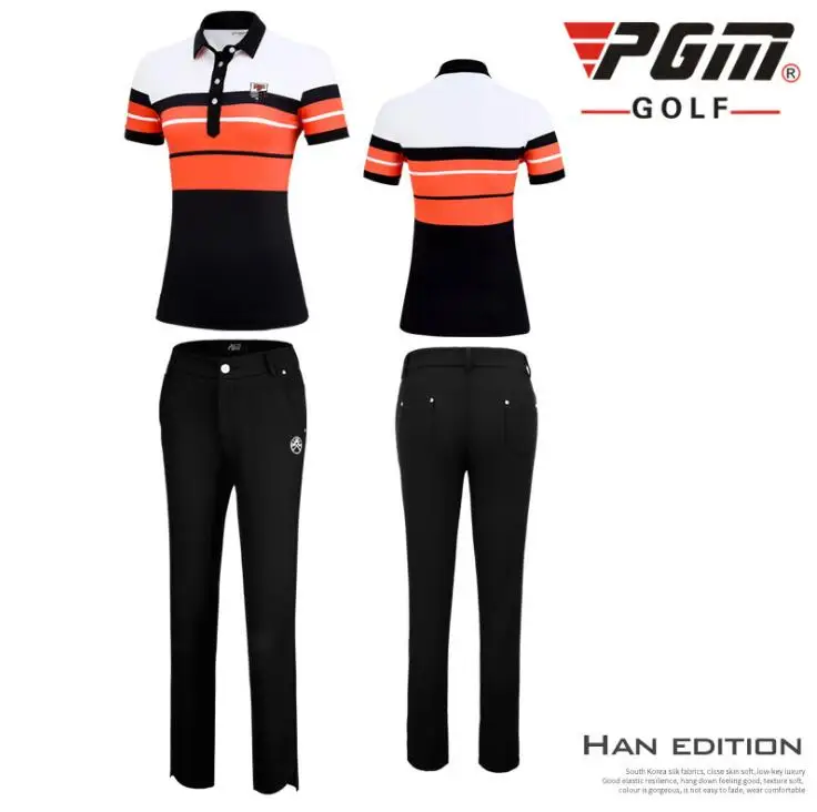 2019 New Golf Apparel Women's Spring Summer stripe Button lapel collar  Short Sleeve T-shirt Comfortable breathable sportswear