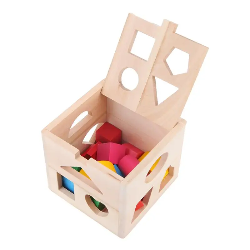 13 отверстий деревянные кирпичи форма сортировщик куб детей познавательный, на поиск соответствия блок распознавания коробка дети строительные блоки обучающая игрушка