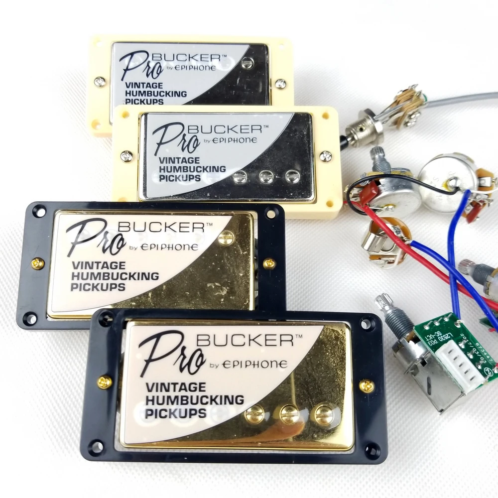 Online 1 Set Original Echten Epi LP Standard PRO Elektrische Gitarre Alnico Humbucker Pickup Nickel Silber Gold Abdeckung Mit Kabelbaum