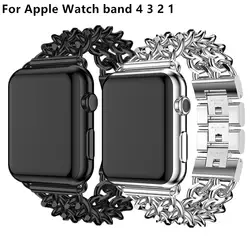 Ремешок из нержавеющей стали для Apple Watch Band 4 44 мм 40 мм ковбойская цепь металлический браслет для iWatch Series 3 2 1 42 мм 38 мм ремешок для часов