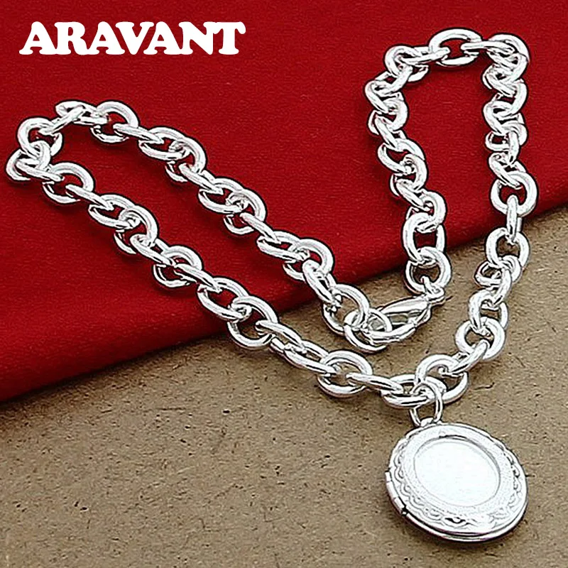 

925 Silver Jewelry Photo Frame Pendant Necklaces For Women Silver Jewelry