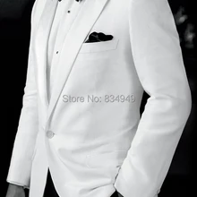 Изготовленный на заказ, чтобы измерить белые свадебные смокинги для мужчин, на заказ белый смокинг пиджак и брюки черного цвета, пользовательские белые свадебные костюмы для мужчин